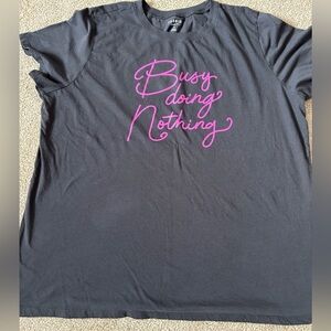 Torrid “Busy Doing Nothing” Graphic Tee - Black with Pink Script, size 2